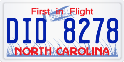 NC license plate DID8278