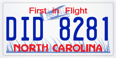 NC license plate DID8281