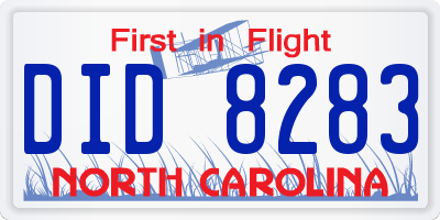 NC license plate DID8283