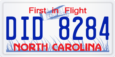 NC license plate DID8284