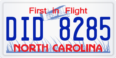 NC license plate DID8285