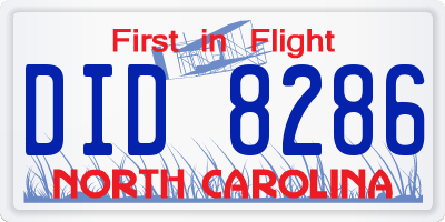 NC license plate DID8286