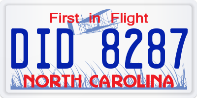 NC license plate DID8287