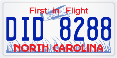 NC license plate DID8288