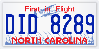 NC license plate DID8289