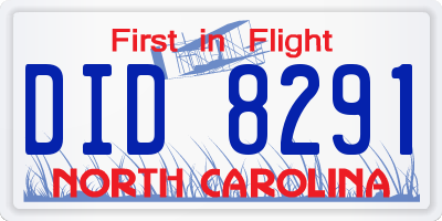 NC license plate DID8291