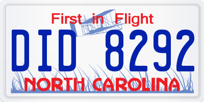NC license plate DID8292