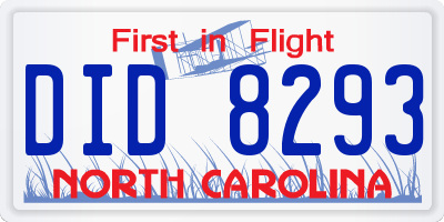 NC license plate DID8293
