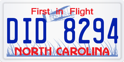 NC license plate DID8294