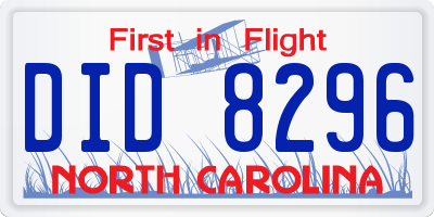 NC license plate DID8296