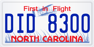 NC license plate DID8300