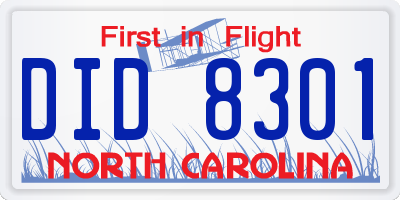 NC license plate DID8301