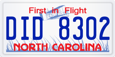 NC license plate DID8302