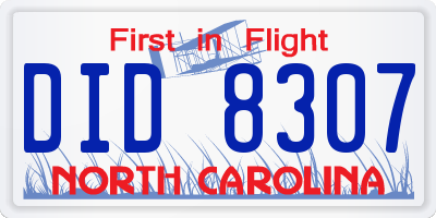 NC license plate DID8307