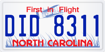 NC license plate DID8311