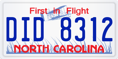 NC license plate DID8312