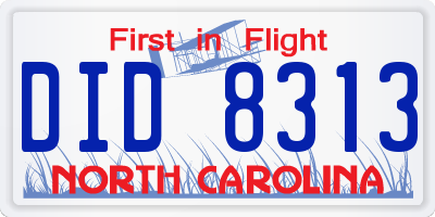 NC license plate DID8313
