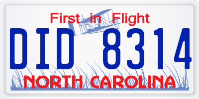 NC license plate DID8314
