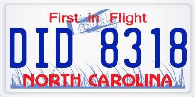 NC license plate DID8318