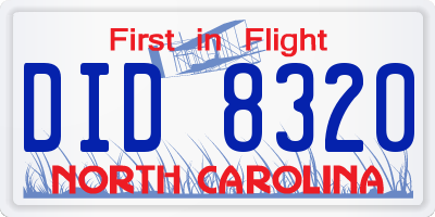 NC license plate DID8320
