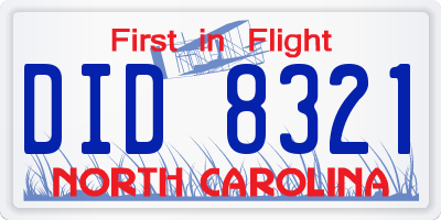 NC license plate DID8321