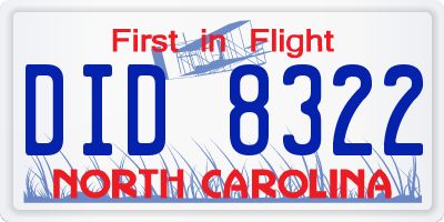 NC license plate DID8322