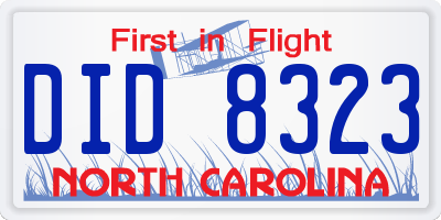 NC license plate DID8323