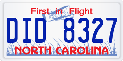 NC license plate DID8327