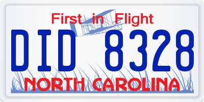 NC license plate DID8328