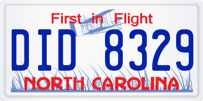 NC license plate DID8329