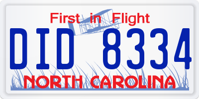 NC license plate DID8334