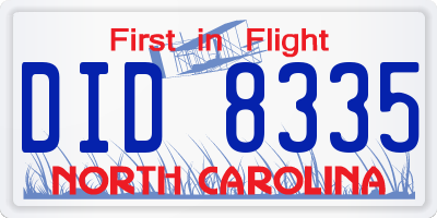 NC license plate DID8335