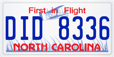 NC license plate DID8336