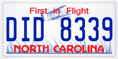 NC license plate DID8339