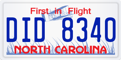 NC license plate DID8340