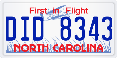 NC license plate DID8343
