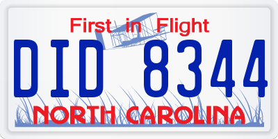 NC license plate DID8344