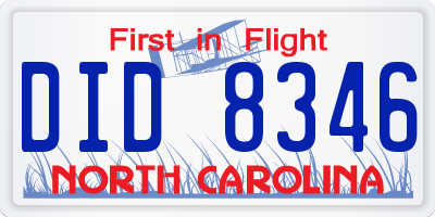 NC license plate DID8346