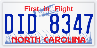 NC license plate DID8347