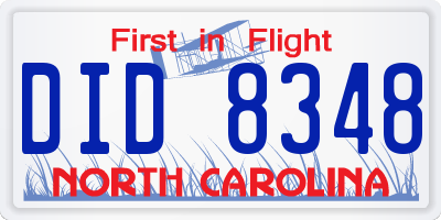 NC license plate DID8348