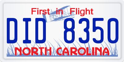 NC license plate DID8350