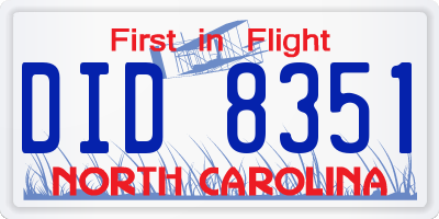 NC license plate DID8351