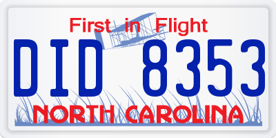 NC license plate DID8353