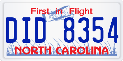 NC license plate DID8354