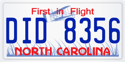 NC license plate DID8356