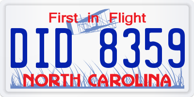 NC license plate DID8359
