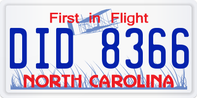 NC license plate DID8366
