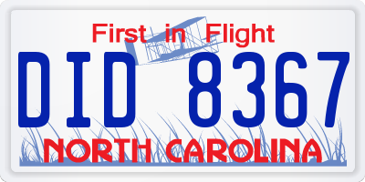 NC license plate DID8367
