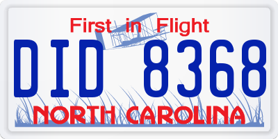 NC license plate DID8368