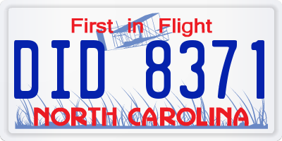NC license plate DID8371